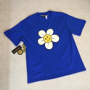 Floral smiley print round neck short-sleeved T-shirt